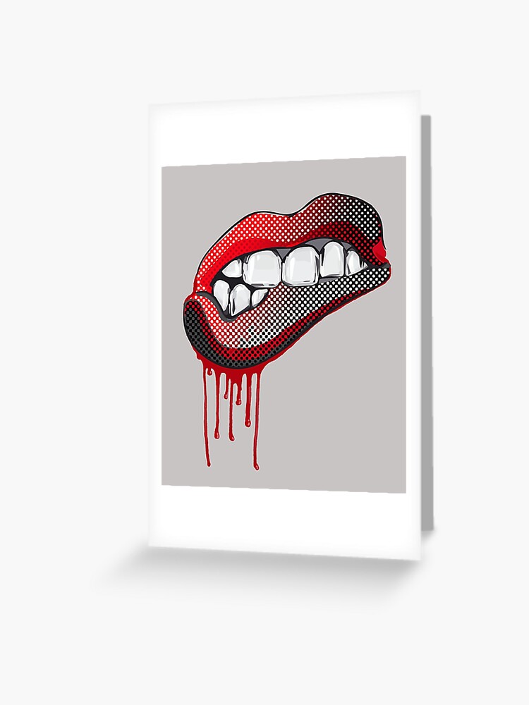 mouth skirt sensual 50s sexy blood red lips teeth woman lichtenstein grid  comic style trendy drop color Poster by originalstar