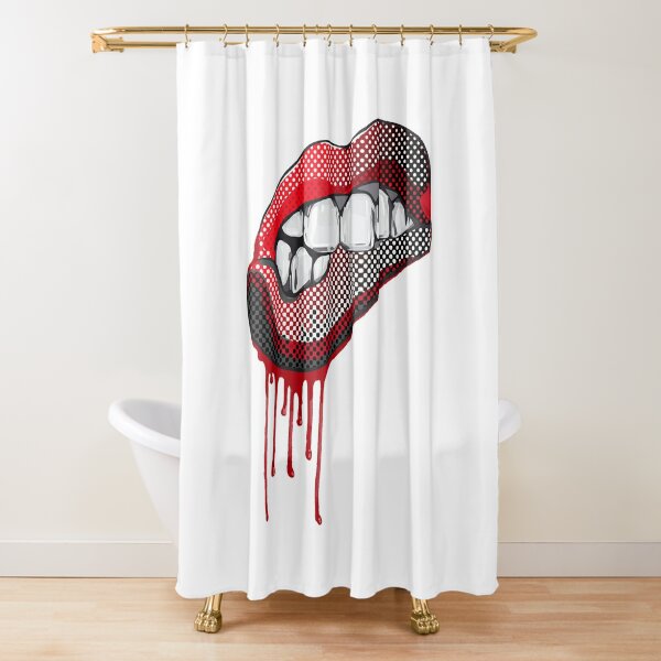 mouth skirt sensual 50s sexy blood red lips teeth woman lichtenstein grid  comic style trendy drop color Poster by originalstar