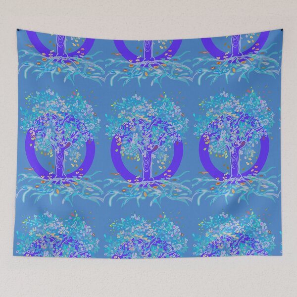 Item preview, Tree of Life PEACE Tree purple and aqua  designed and sold by MonicaArtist.