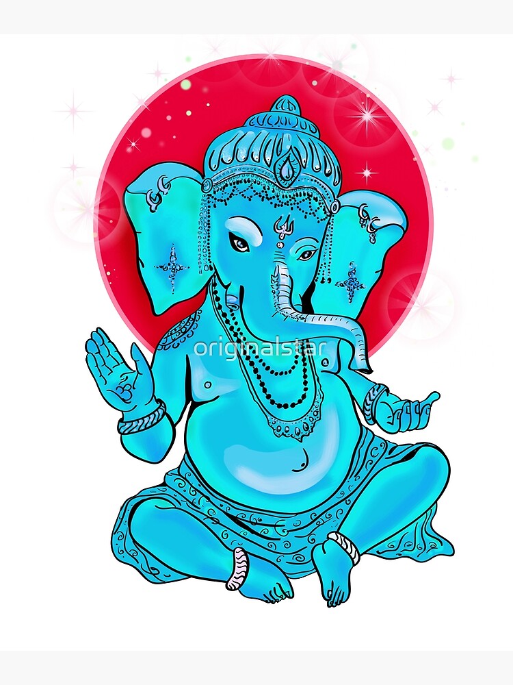 ganesha yoga buddha love elephant india namaste shanti ohm turquoise shiny  Photographic Print by originalstar