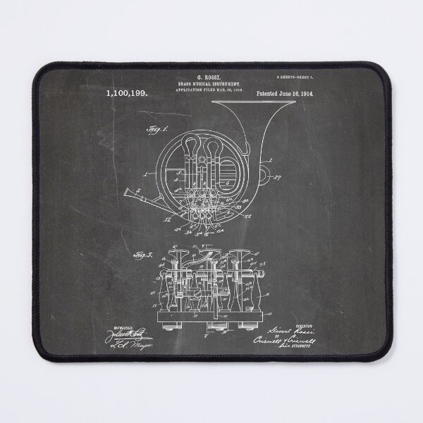 Item preview, French Horn Patent - Horn Player Art - Black Chalkboard designed and sold by patentpress.
