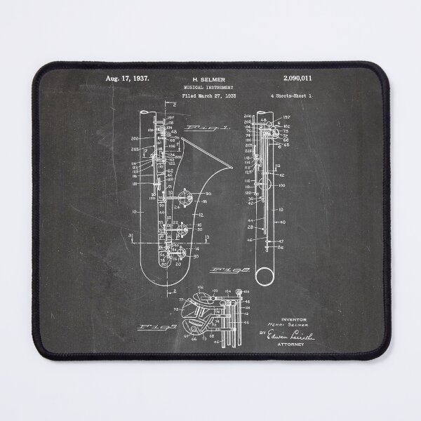Item preview, Selmer Saxophone Patent - Saxophone Art - Black Chalkboard designed and sold by patentpress.