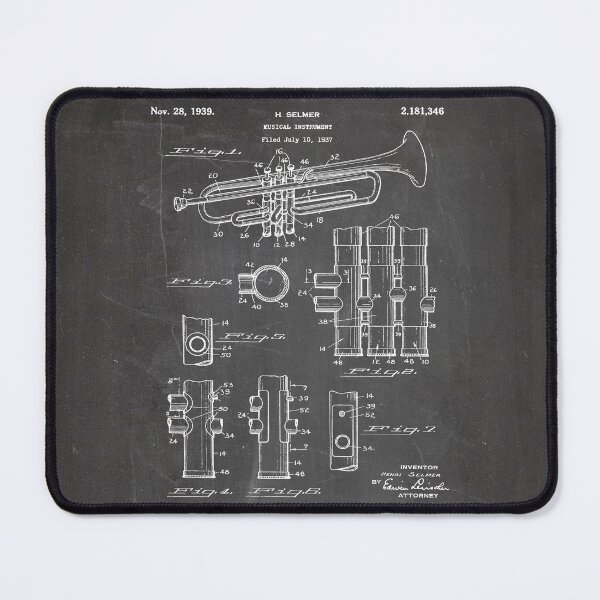 Item preview, Selmer Trumpet Patent - Trumpet Art - Black Chalkboard designed and sold by patentpress.