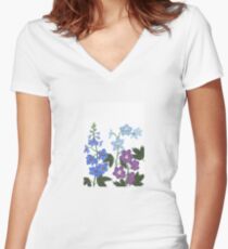 Delicate blue and purple flowers Women's Fitted V-Neck T-Shirt