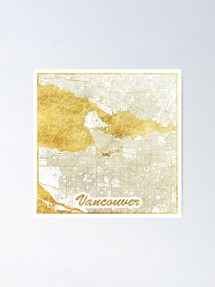 Thumbnail 2 of 3, Poster, Vancouver Map Gold designed and sold by HubertRoguski.