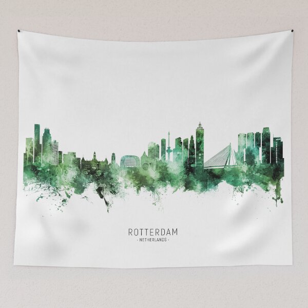 Item preview, Rotterdam The Netherlands Skyline designed and sold by ArtPrints.