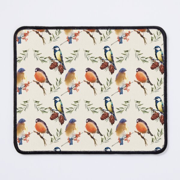Item preview, Patterned Watercolor Birds / American Robin / Great Tit / Eastern Blue Bird designed and sold by allincolors.