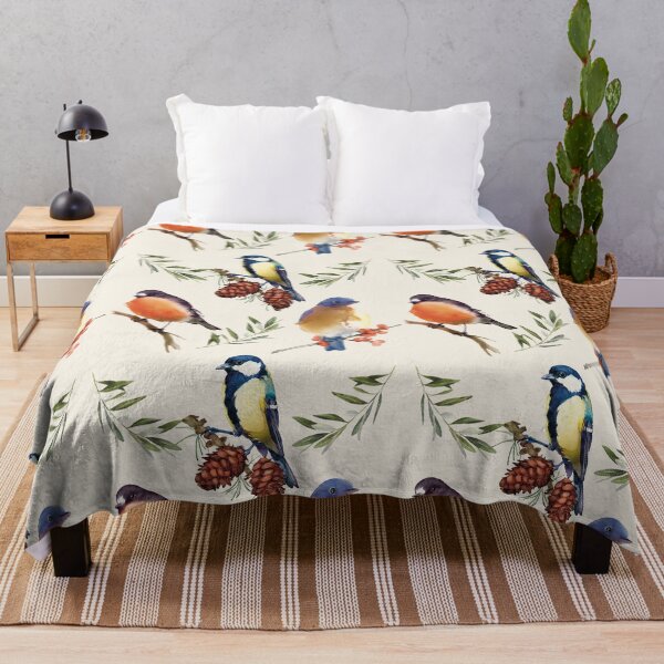 Item preview, Patterned Watercolor Birds / American Robin / Great Tit / Eastern Blue Bird designed and sold by allincolors.