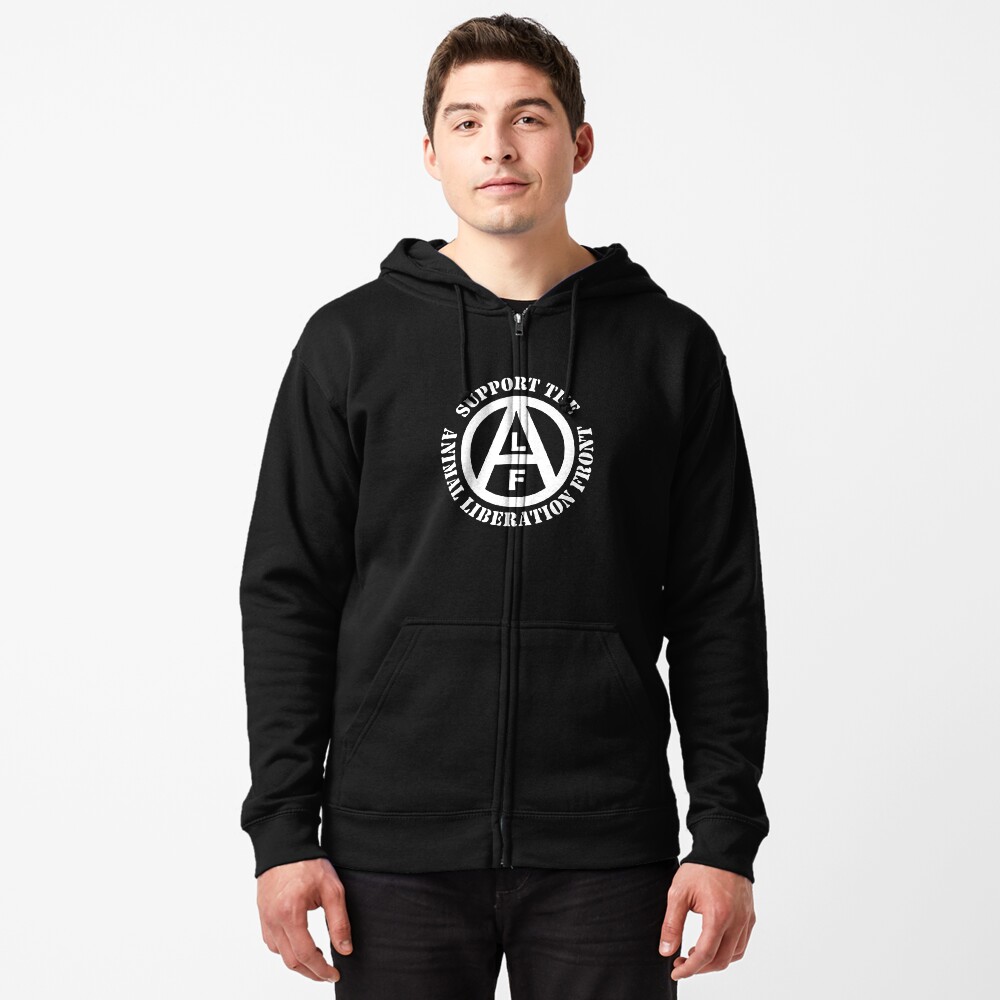 "Animal Liberation Front" Zipped Hoodie by ChatNoir01 | Redbubble