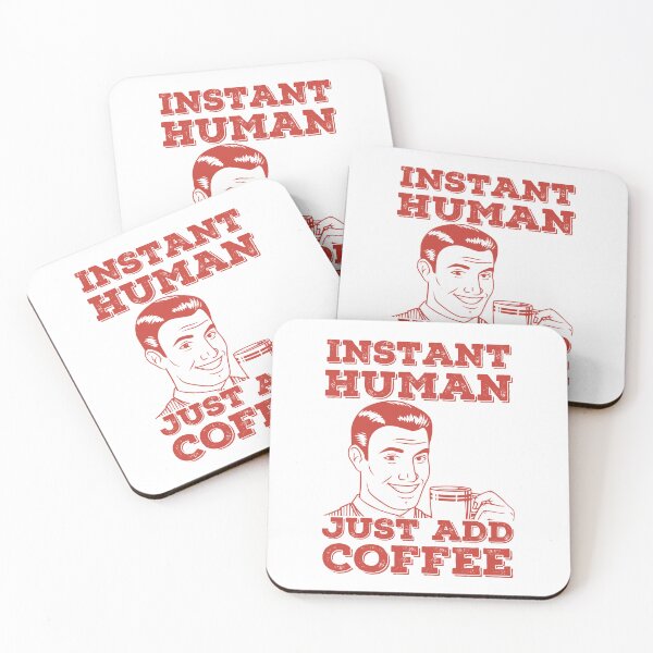 Item preview, Instant Human Just Add Coffee, Funny, Retro, Vintage, Red designed and sold by anghelapparel.