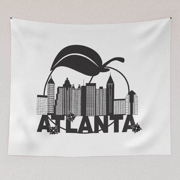 Item preview, Atlanta Skyline Peach Dogwood Black White Text Illustration designed and sold by jpldesigns.