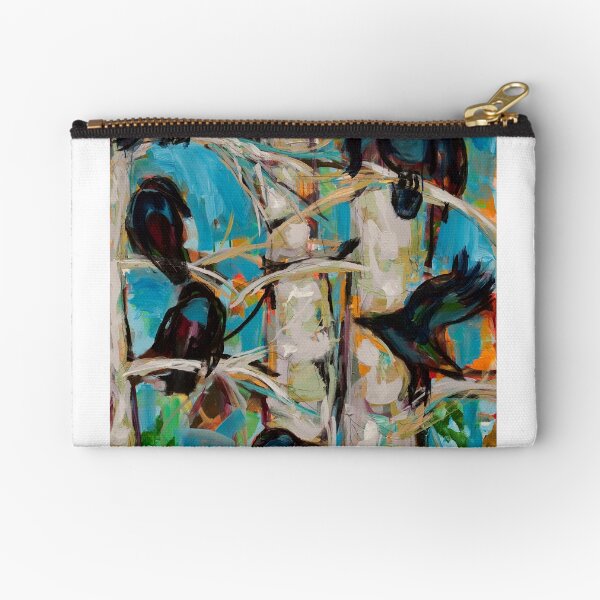 Crow in Poplars Zipper Pouch