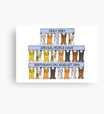 August 19th Birthday Cats Canvas Print