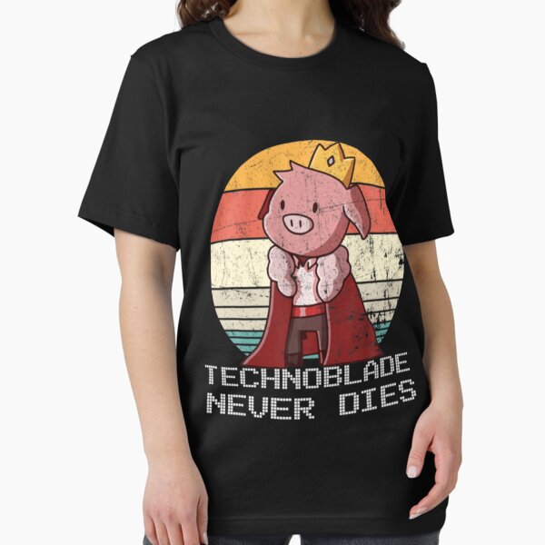 Vista previa del artículo con la obra «Technoblade nunca muere», diseñado y vendido por WellingtonAdams.