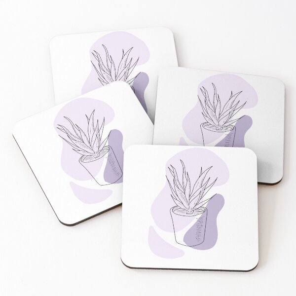 Item preview,  Beautiful Aloe Vera Plant | Minimalistic Tattoo Design Style, Line Art Illustration | Purple Background  designed and sold by bymtsef.