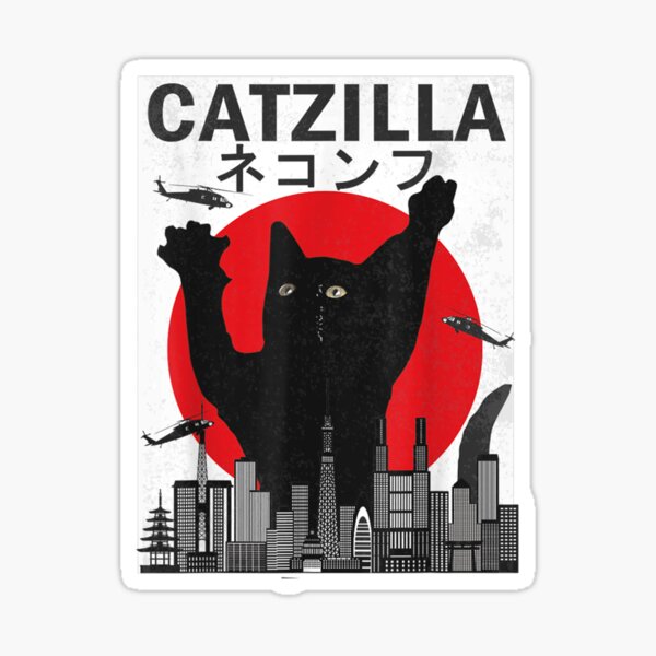 Item preview, Vintage Catzilla Japanese Sunset Style Cat Kitten Lover designed and sold by mechamtho.