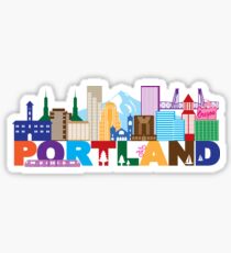 Portland Oregon Skyline and Text Color Illustration Sticker