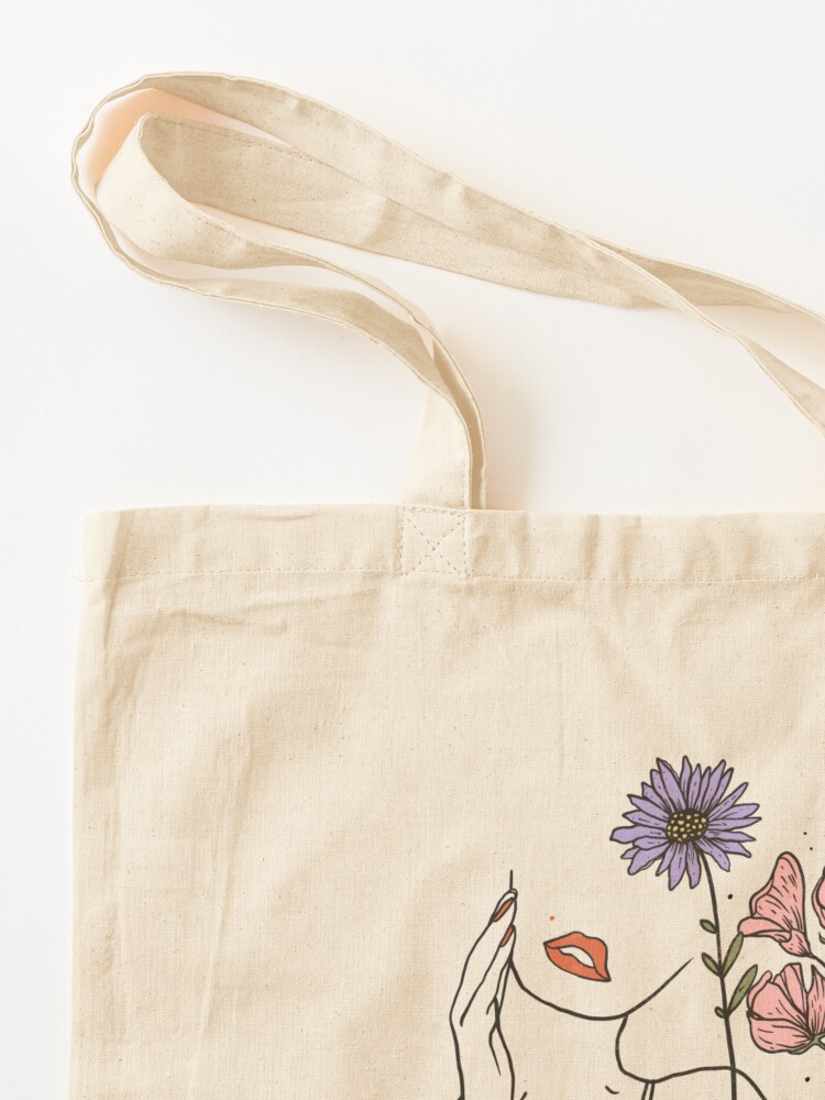 Daisy Flower Tote Bag, Cotton, Embroidered, Shopping Bag, Shoulder Bag  Flower Design Birthday Gift