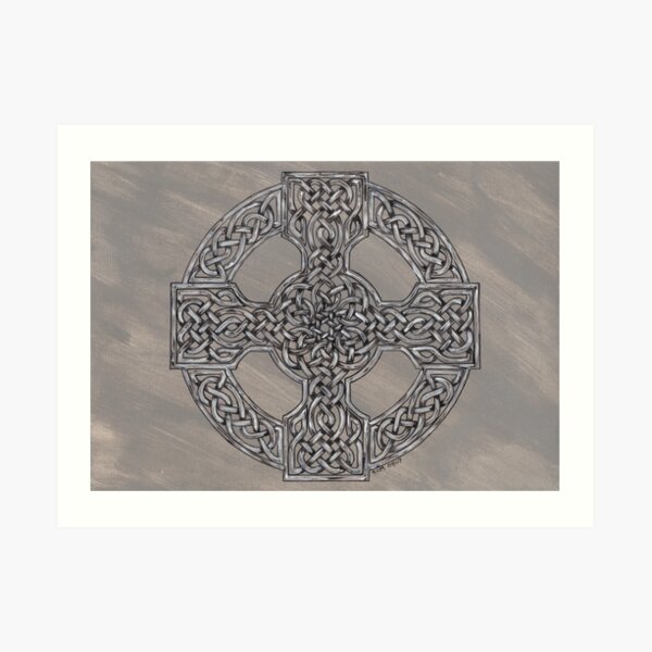 Grey Wheeled Cross Art Print