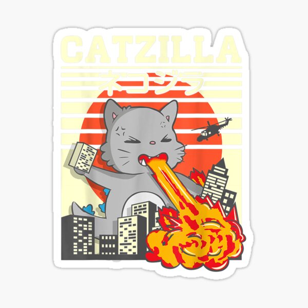 Item preview, Funny Catzilla Kawaii Cat Kitten Lover Japanese Sunset designed and sold by mechamtho.