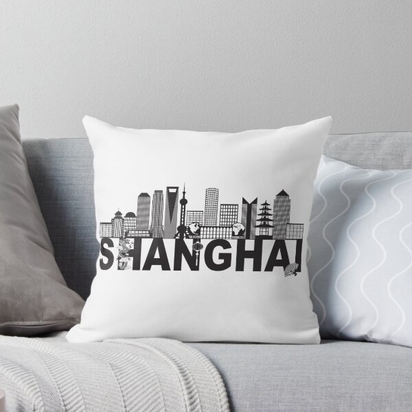 Item preview, Shanghai China Skyline Text Black and White Illustration designed and sold by jpldesigns.