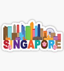 Singapore City Skyline Text Color Illustration Sticker
