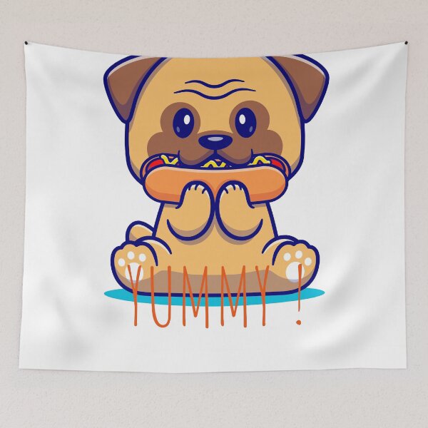 Item preview, Cute puk dog eating hot dog  designed and sold by Salah ⭐️⭐️⭐️⭐️⭐️.
