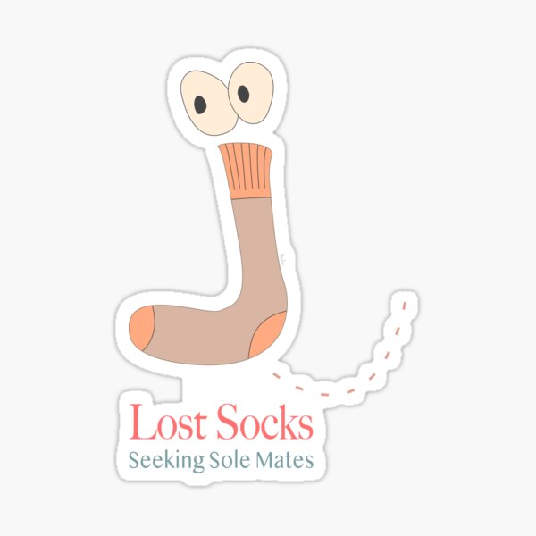 Number Four Blue Sock- Lost Socks Seeking Sole Mates Sticker