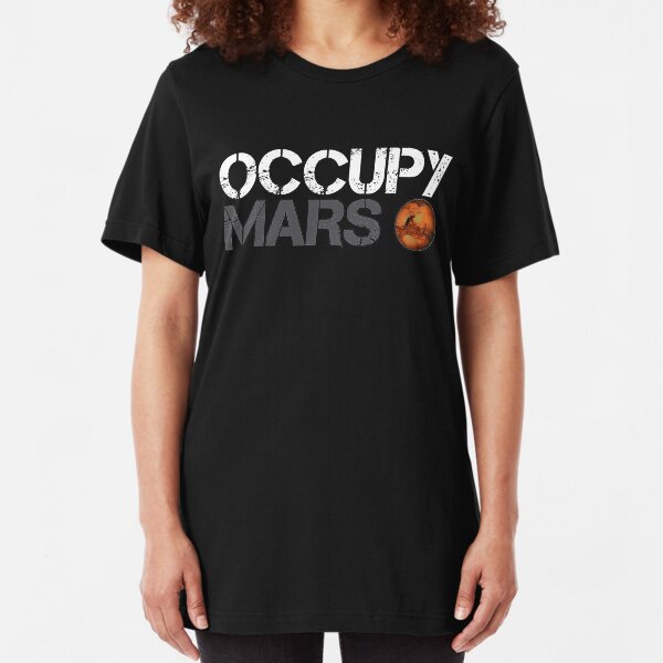 Occupy Mars White Slim Fit T-Shirt