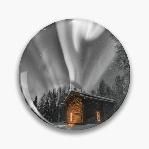 Item preview, Cosy Cabin with Northern Lights Photography - Grey Addition  designed and sold by Tjokko-chan.