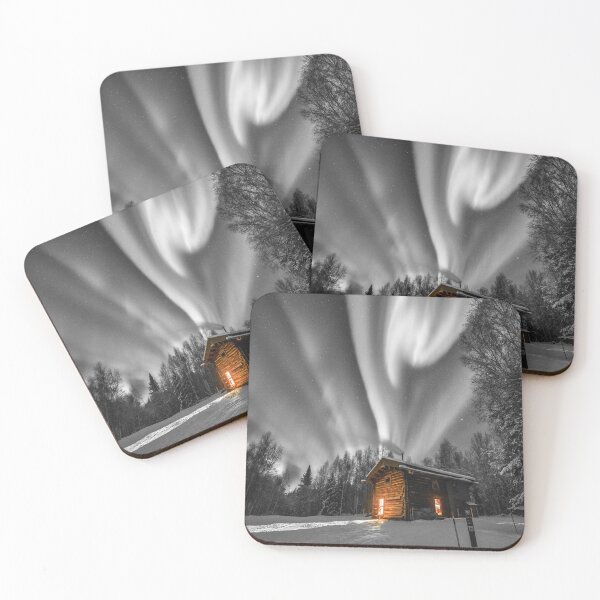 Item preview, Cosy Cabin with Northern Lights Photography - Grey Addition  designed and sold by Tjokko-chan.