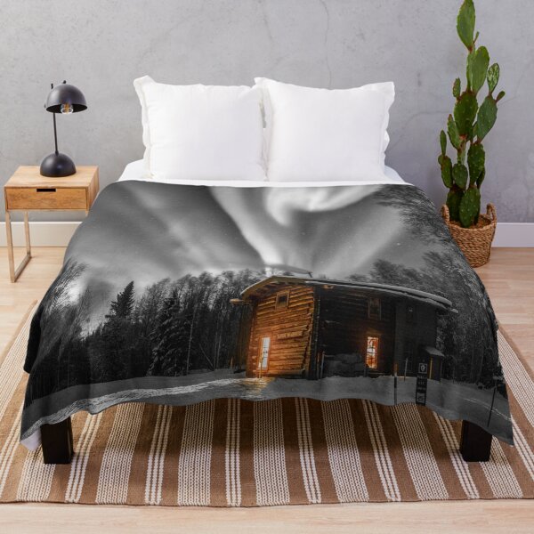 Item preview, Cosy Cabin with Northern Lights Photography - Grey Addition  designed and sold by Tjokko-chan.