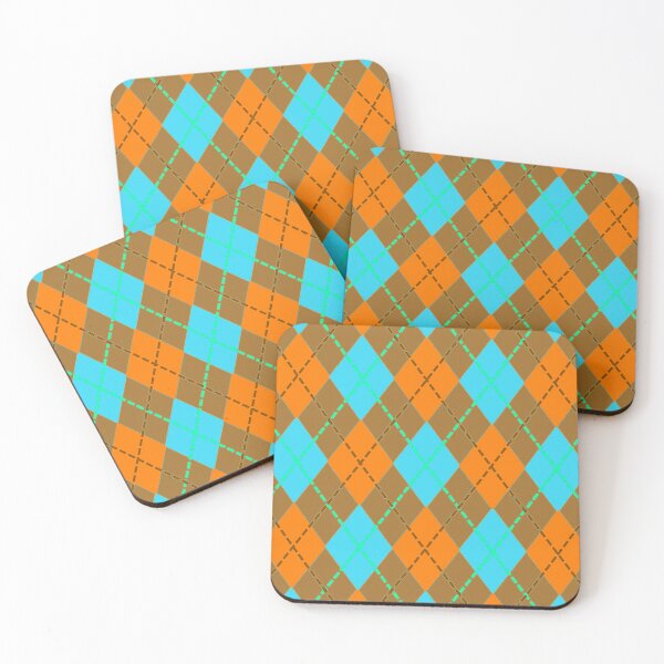 Item preview, Argyle Pattern - Orange, Caramel and Turquoise designed and sold by TotallyRetroArt.