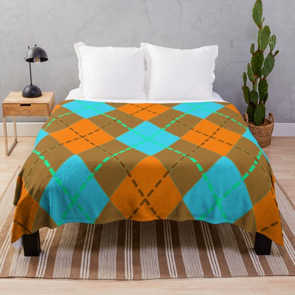 Item preview, Argyle Pattern - Orange, Caramel and Turquoise designed and sold by TotallyRetroArt.