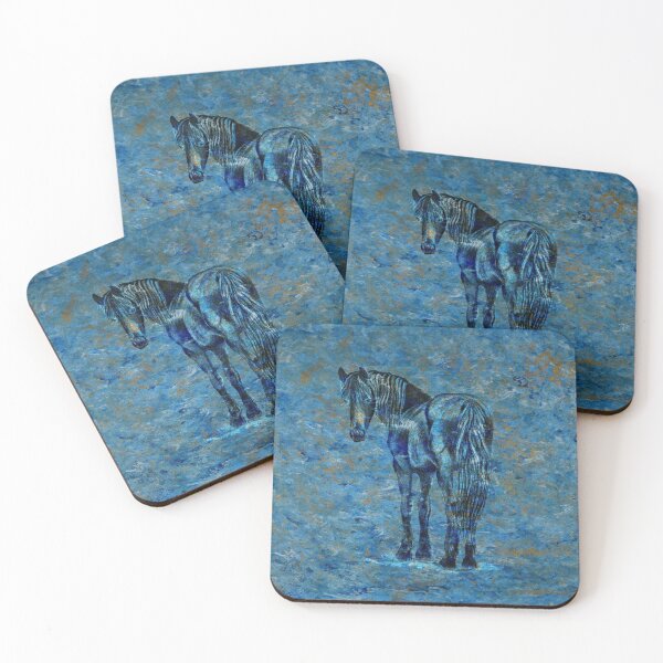 Item preview, Friesian horse - marbled blue gold background designed and sold by SylvieG18.