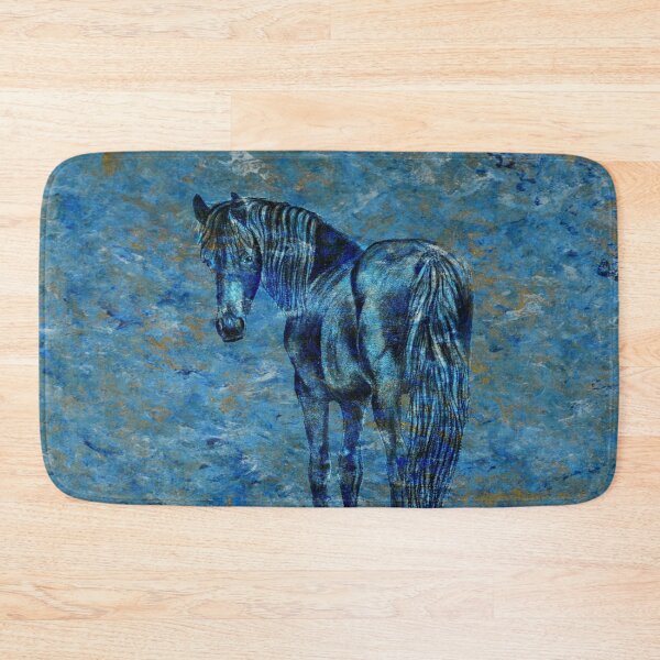 Item preview, Friesian horse - marbled blue gold background designed and sold by SylvieG18.