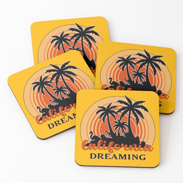 Malibu Tile Coasters - Set of 4 - Mustard, Poppy & Ocean Blue