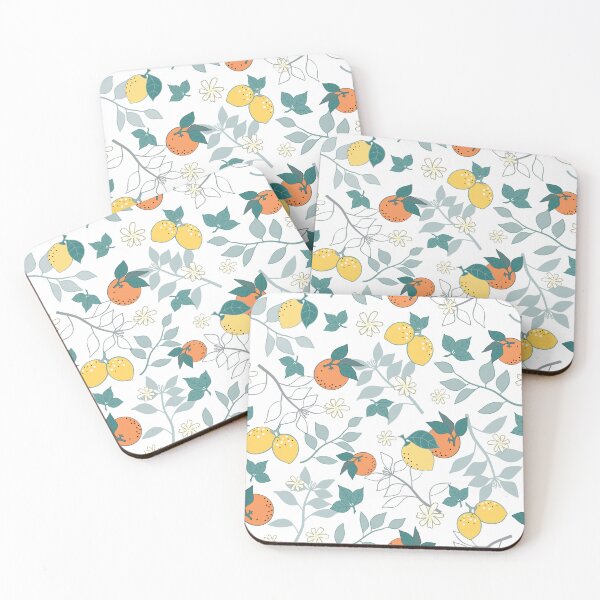 Item preview, White with Lemons and Oranges Citrus Pattern Collection  designed and sold by CJAura by Claire Jane Johnson.