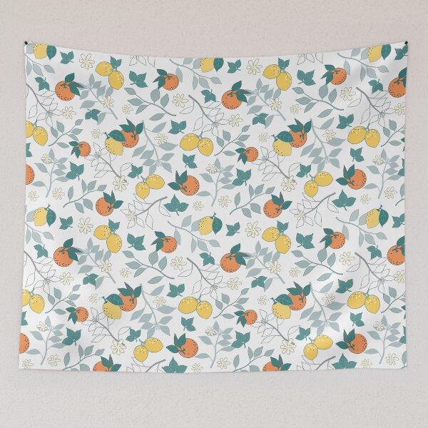 Item preview, White with Lemons and Oranges Citrus Pattern Collection  designed and sold by CJAura by Claire Jane Johnson.
