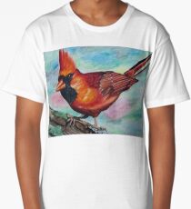 Photorealistic Cardinal Drawing Long T-Shirt