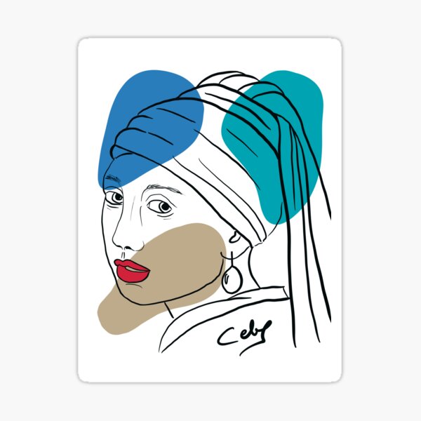 "Pearl Earring" Sticker for Sale by CebeArt Redbubble
