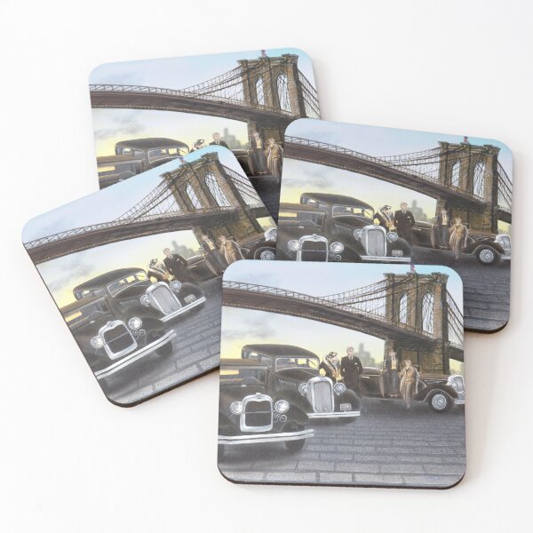 Item preview, 1930s cars and people under Brooklyn Bridge, Brooklyn, designed and sold by CoolStuff1138.