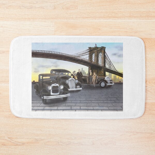 Item preview, 1930s cars and people under Brooklyn Bridge, Brooklyn, designed and sold by CoolStuff1138.
