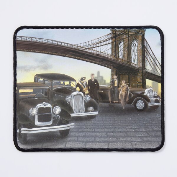 Item preview, 1930s cars and people under Brooklyn Bridge, Brooklyn, designed and sold by CoolStuff1138.