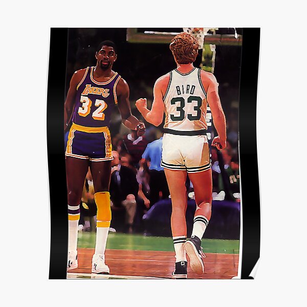 Los Angeles Lakers Magic Johnson and Boston Celtics Larry Bird Battle it  Out Under The Boards 8x10 Photo Picture