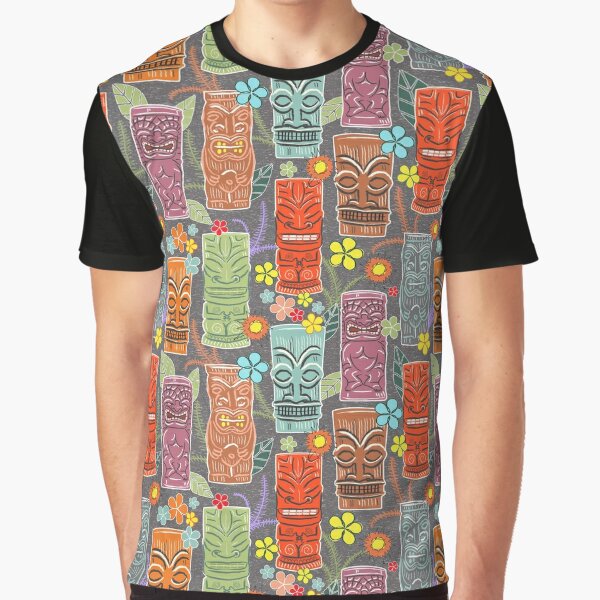 Mid Century Tiki Festival with Flowers and Suns Graphic T-Shirt