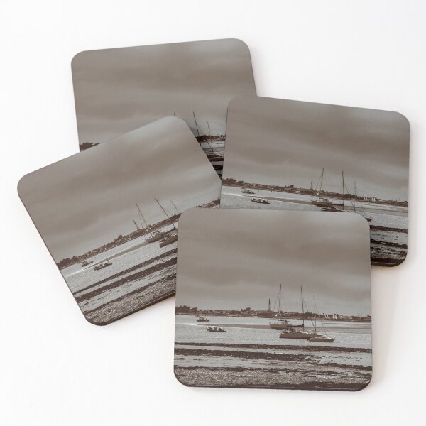 Item preview, pleasure boats at lowtide in sepia designed and sold by FotoMahieu.
