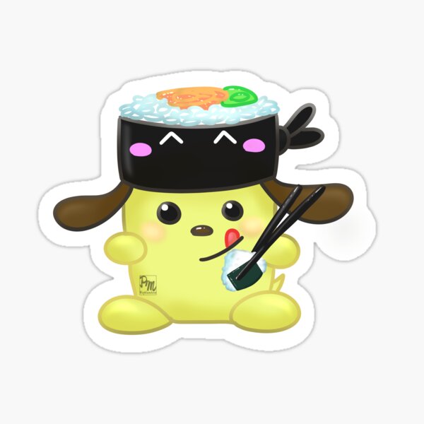Dog with maki sushi cap Sticker
