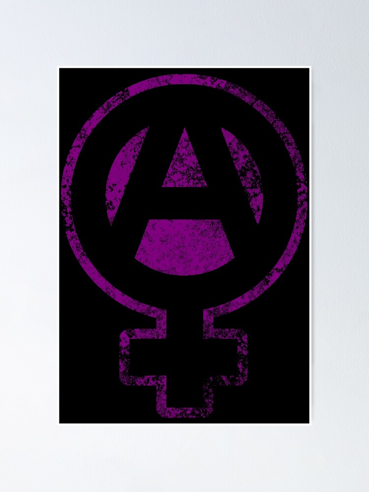 Anarcha Feminist Symbol Black And Purple Antiqued Poster For Sale By