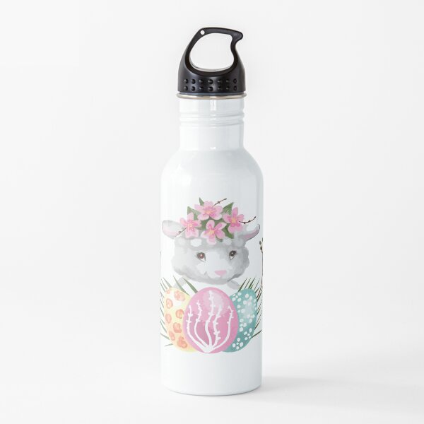 Cute Sheep with flowers Stickers for Handspinners & Sheep Lovers Water Bottle